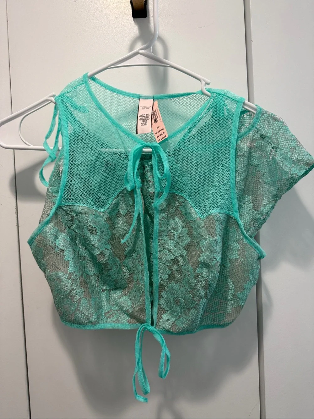 NWT Victoria’s Secret Sheer Lace Crop Bralette & Short Set - Mint Green